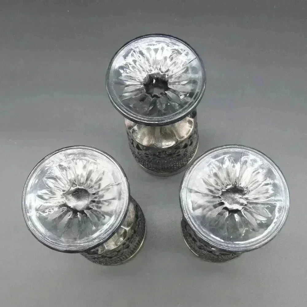 Anchor Hocking WEXFORD Pewter Mist Silver Wine Goblets Glasses 6 ounce Set of 3
